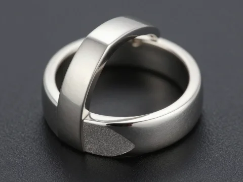 Modern Silver Ring with Unique Cut Corner Design