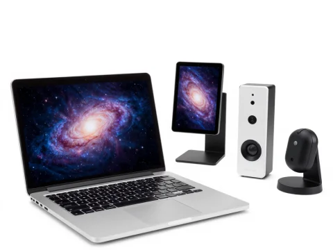 Modern Tech Setup with Galaxy Screens