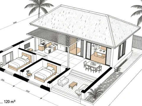 Modern Tropical House Blueprint with Open Layout