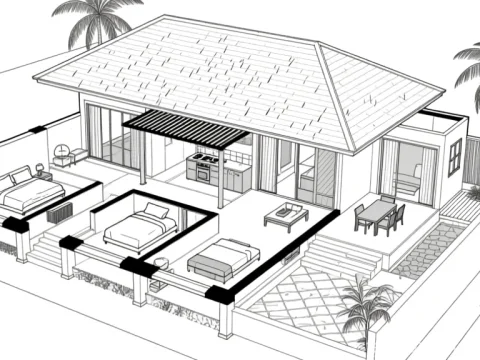 Modern Tropical House Floor Plan Sketch