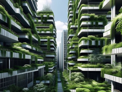 Modern Urban Architecture with Lush Greenery
