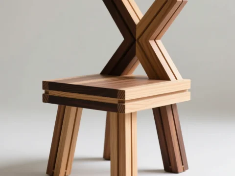 Modern Wooden Chair with Geometric Design