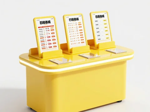 Modern Yellow Lottery Stand with Digital Displays