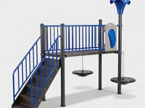Modular Playground Stair Bridge with Blue Railings