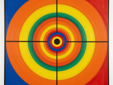 Mondrian-Inspired Colorful Concentric Circles