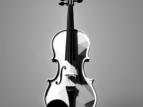 Monochrome Geometric Violin Illustration