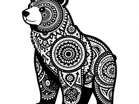 Monochrome Mandala Bear Silhouette