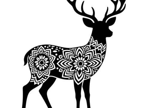 Monochrome Mandala Deer Silhouette