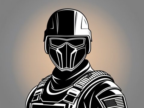 Monochrome Tactical Soldier Illustration