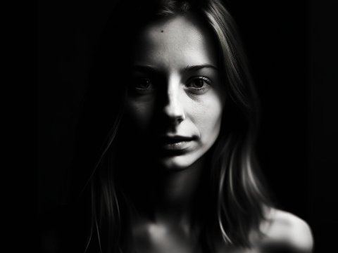 Moody Black and White Portrait of a Woman