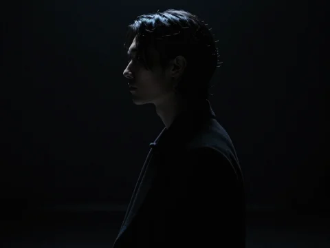 Moody Side Profile Portrait in Low Light