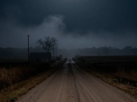 Moonlit Dirt Road in Mississippi at Midnight
