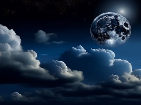 Moonlit Night Sky with Dramatic Clouds