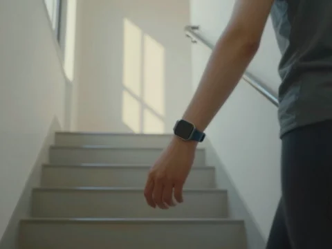 Morning Light on Staircase with Person Descending