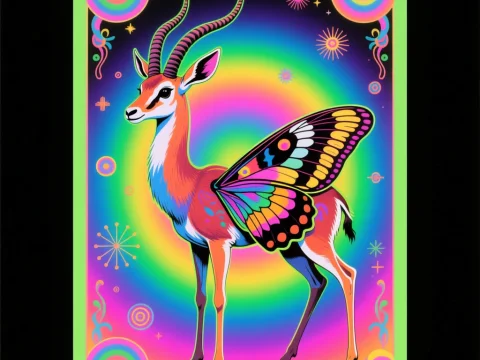 Moth Gazelle Hybrid with Psychedelic Wings