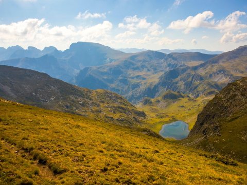 Mountain Landscape with Lake and Clear Sky