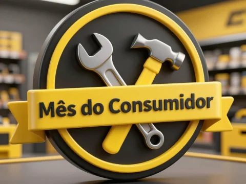 Mês do Consumidor Emblem with Tools
