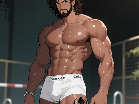 Muscular Man with Tattoo in White Calvin Klein Underwear