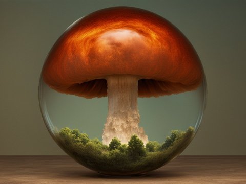 Mushroom Cloud Inside a Glass Sphere