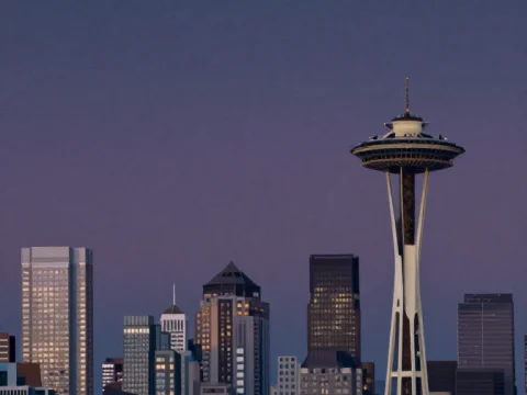 Muted Evening Seattle Skyline with Space Needle