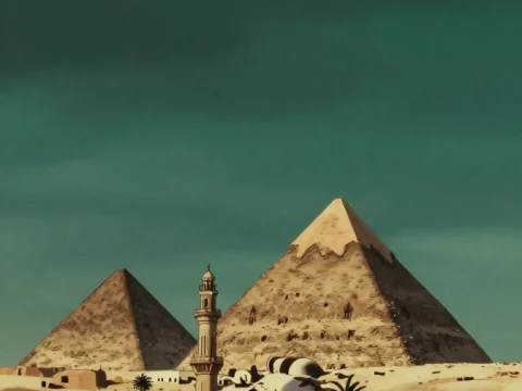 Muted View of Cairo with Pyramids