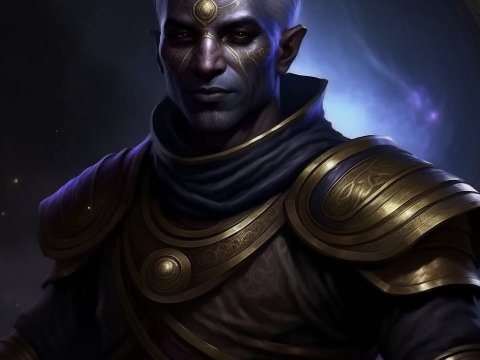 Mysterious Dark Elf Warrior in Ornate Armor