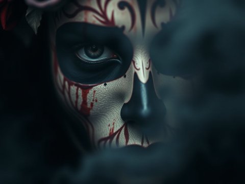 Mysterious Day of the Dead Face Paint Close-Up