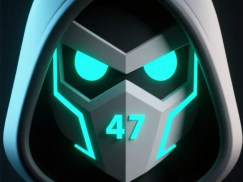 Mysterious Futuristic Hooded Masked Character with Neon Glow