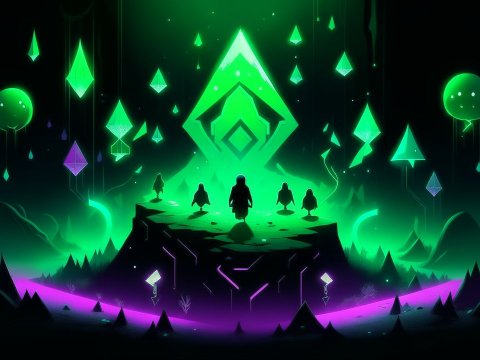 Mysterious Green Crystal Ritual in a Dark Fantasy Realm