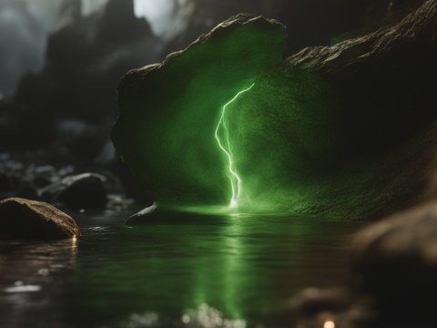 Mysterious Green Lightning Inside a Cave