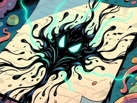 Mysterious Ink Creature Emerging from Paper