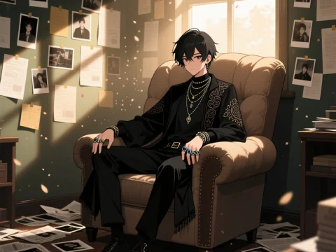 Mysterious Investigator in a Sunlit Room