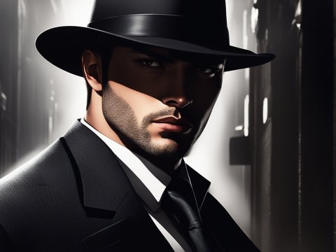 Mysterious Man in Noir Style with Fedora Hat