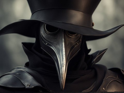Mysterious Plague Doctor in Dark Leather Armor