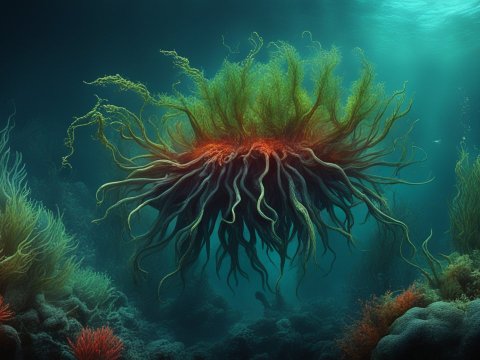 Mysterious Underwater Creature with Flowing Tentacles