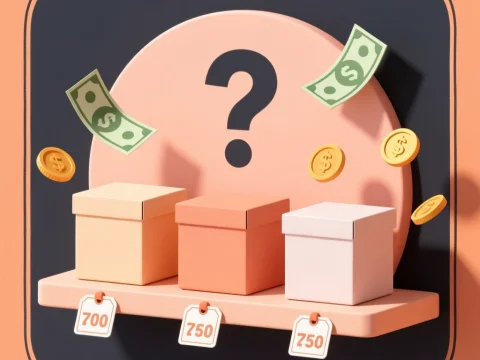 Mystery Boxes with Price Tags and Floating Money