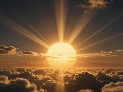 Mystic Golden Sunrise Above the Clouds