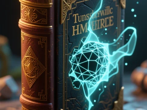 Mystical Ancient Book with Glowing Magical Symbol