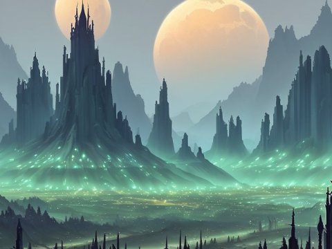 Mystical Astral City with Twin Moons