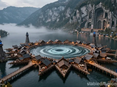 Mystical Circular Floating Village with Whirlpool