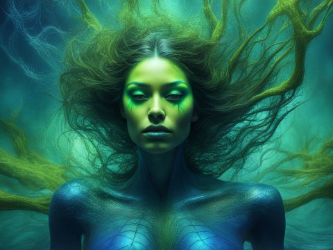 Mystical Forest Spirit with Ethereal Green Aura