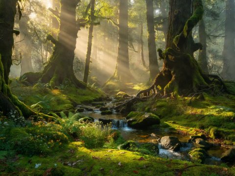 Mystical Forest Sunlight