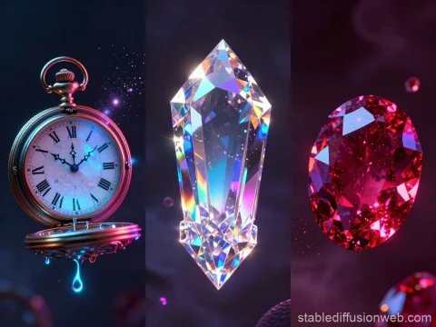 Mystical Gemstones and Enchanted Pocket Watch