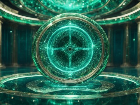 Mystical Glowing Orb in Ancient Temple