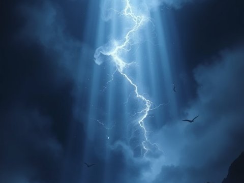 Mystical Lightning in a Dark Rocky Landscape