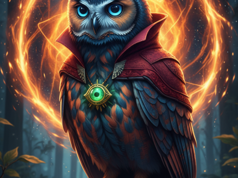 Mystical Owl Sorcerer in Enchanted Forest