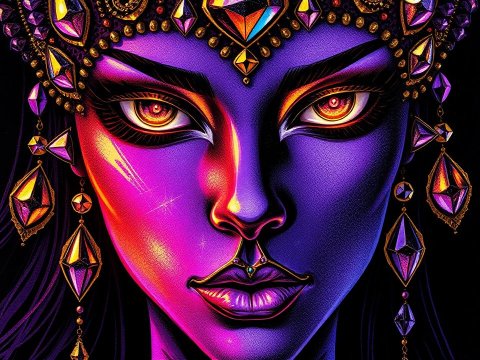 Mystical Portrait of a Jewel-Adorned Woman