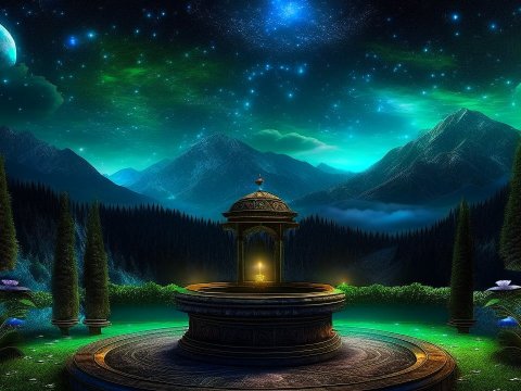 Mystical Round Podium in Enchanted Night Garden