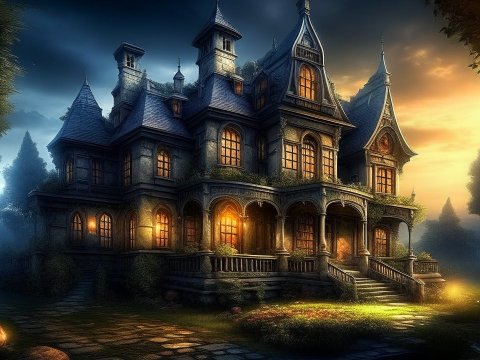 Mystical Victorian Mansion at Twilight