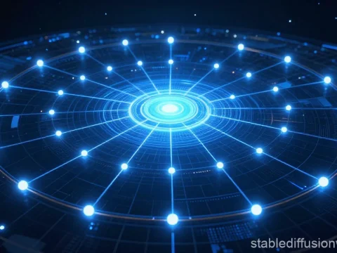 Neon Blue Digital Commerce Network Grid